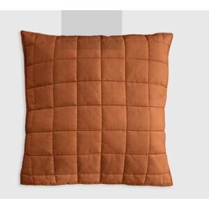 NEW Quince European Linen Box Quilted Euro Sham Terracotta SHAM ONLY